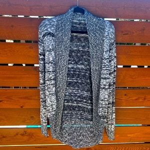 Black & white (makes it look dark gray almost) cardigan. Medium.